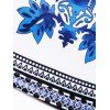 Plus Size & Curve Dress Ceramic Flower Print Cold Shoulder Short Sleeve Tied Knot Midi Dress - BLUE 5X