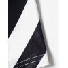 Robe Mi-Longue Asymétrique Rayure Contrastée à Manches Courtes à Col Oblique à Lacets - Noir M