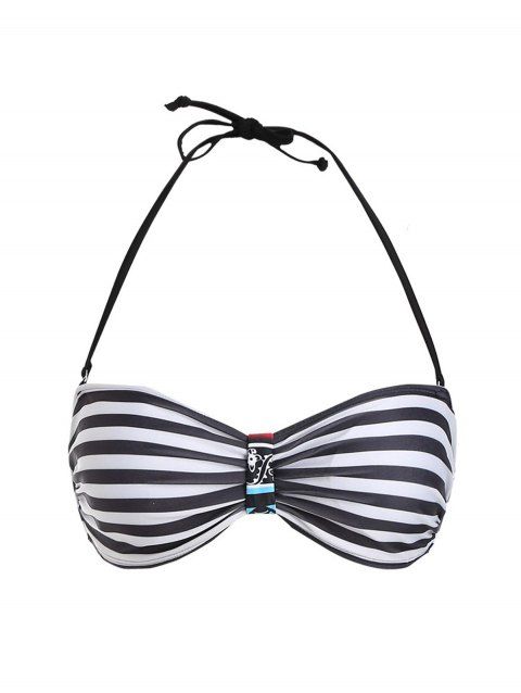 Striped Print Bikini Bra Padded Wire Free Halter Bikini Top