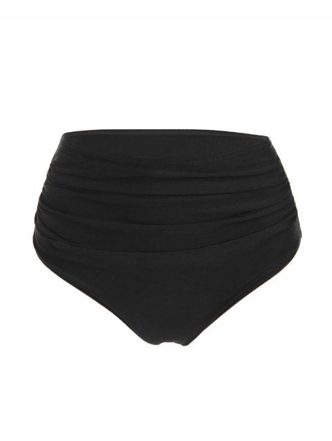Plain Color Ruched High Waisted Swim Briefs