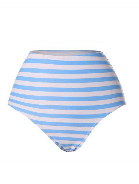 Contrasting Stripe Print Swim Briefs High Waist Swimming Bottoms