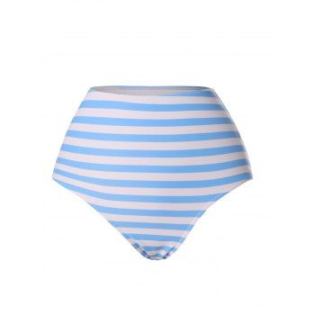 

Contrasting Stripe Print Swim Briefs High Waist Swimming Bottoms, White