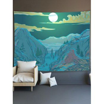 

Landscape Print Tapestry Hanging Wall Trendy Home Decor, Light green