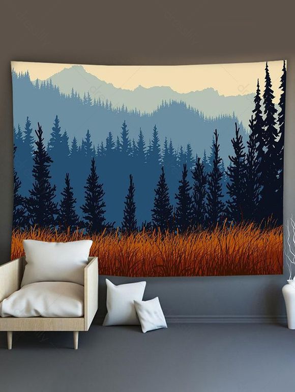 Tapisserie Murale Tendance à Imprimé Paysage de Forêt Décor Maison - multicolor C 150 CM X 130 CM