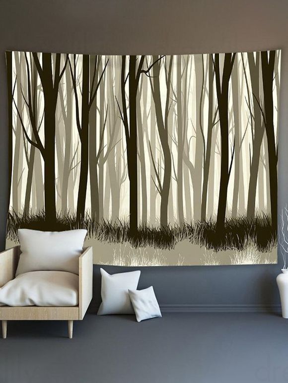 Tree Print Tapestry Hanging Wall Trendy Home Decor - BLACK 150 CM X 130 CM