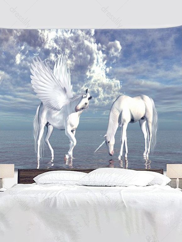 Tapisserie Murale Pendante Décoration Licorne Imprimé - multicolor 150 CM X 130 CM