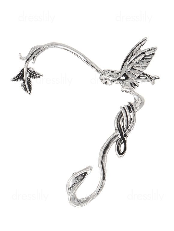 Manchette d'Oreille Feuille d'Aile d'Elfe - Argent 