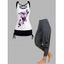 Ensemble de Débardeur Croisé à Imprimé Fleur et Papillon en Blocs de Couleurs et Pantalon Lanterne Drapé à Taille Elastique - multicolor S