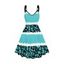 Plus Size Dress Leopard Tie Dye Print O-ring Strap V Neck A Line Midi Dress - LIGHT BLUE 5X