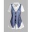 Faux Denim Vest 3D Print T-shirt Short Sleeve Turndown Collar Tee - BLUE XXL