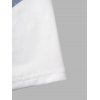 Faux Denim Vest 3D Print T-shirt Short Sleeve Turndown Collar Tee - BLUE XXL