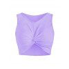 Plain Color Scoop Neck Twisted Padded Tankini Top