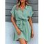 Mini Robe Demi-Bouton Taille Elastique à Imprimé Pois avec Nœud Papillon - Vert clair XL