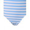 Slip de Bain Rayé Contrasté Imprimé à Taille Haute - Blanc M