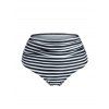 Striped Print Swim Bottom Ruched High Waisted Swimsuit Briefs