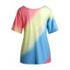 T-shirt Pastel à Imprimé Papillon Coloré Ombré Tie Dye Manches Raglan à Col Dégagé - multicolor L