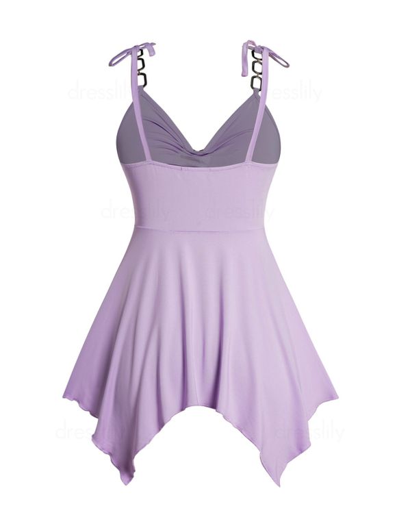 Débardeur Cami Asymétrique Grande Taille à Épaules Nouées en Couleur Pastel - Violet clair L