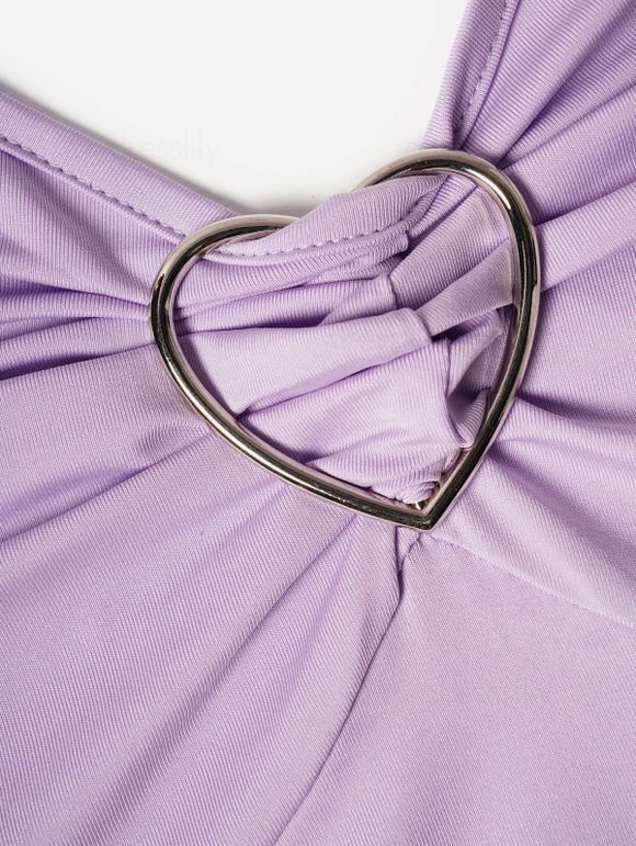 Débardeur Cami Asymétrique Grande Taille à Épaules Nouées en Couleur Pastel - Violet clair L