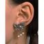 Boucles D'Oreilles Motif Rose Ornées de Strass et de Perles Fantaisies Style Rétro - Noir 