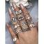 12 Pièces Ensemble de Bague à Imprimé Gothique Papillon Cœur Abeille - Argent 