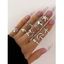 10 Pièces Ensemble de Bague Ronde Evidée Lune Etoile Coquille Aile - Argent 