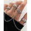2 Pièces Ensemble de Bague Ronde Evidée à Chaîne - Argent 