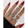 6 Pièces Ensemble de Bagues Fleur Rose Papillon et Toile D'Araignée Style Gothique - Argent 