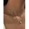 2 Pièces Collier Branché Géométrique Lune Pendant - Argent 