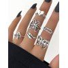 6 Pièces Ensemble de Bagues Serpent Crâne Cœur Gothique en Alliage - Argent 