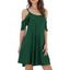 Solid Color Cold Shoulder Flutter Short Sleeve Mini Dress Casual Adjustable Spaghetti Strap Dress - DEEP GREEN 2XL