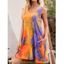Tie Dye Allover Print Tank Dress Sleeveless Hidden Pocket Round Neck Mini Dress - ORANGE XL