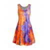 Tie Dye Allover Print Tank Dress Sleeveless Hidden Pocket Round Neck Mini Dress - ORANGE XL