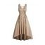 Robe Mi-Longue Haute Basse en Couleur Unie à Taille Empire à Lacets sans Manches à Col V - café lumière M