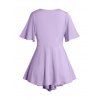 T-shirt Asymétrique Découpé Pastel à Volants de Grande Taille - Violet clair L