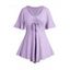 T-shirt Asymétrique Découpé Pastel à Volants de Grande Taille - Violet clair 2X