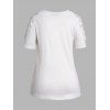 T-shirt Evidé Patriotique à Imprimé Etoile en Dentelle Guipure de Grande Taille - Blanc 2XL