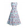 Flower Print Vacation Maxi Dress High Slit Surplice Plunge High Waist Dress - LIGHT BLUE XL