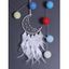Attrape-Rêve Mode Orné de Plumes Artificielles Perles et Lune à Sculpture Creuse Décor Maison - Bleu clair 