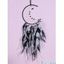 Attrape-Rêve Mode Orné de Plumes Artificielles Perles et Lune à Sculpture Creuse Décor Maison - Bleu clair 
