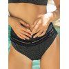 Slip de Bain Métallique Panneau en Dentelle Transparente - Noir XL