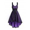 Lace Up High Low Dress Colorblock Lace Overlay Backless Midi Dress - CONCORD XL