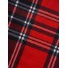 Robe Caraco à Carreaux Imprimé Anneau en O Ourlet Courbe à Lacets à Col U - Rouge foncé M