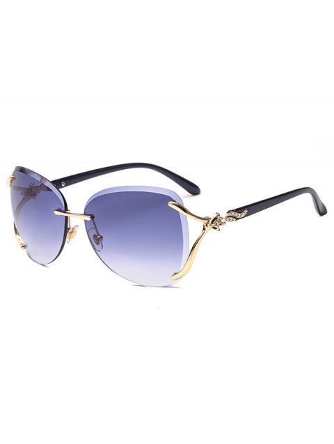 Rimless Fox Rhinestone Oval Shaped Outdoor Streetwear Sunglasses