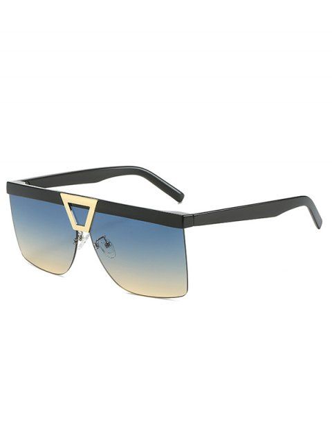 Large Frame Triangle Metallic Embellishment Semi Rimless Outdoor Sunglasses