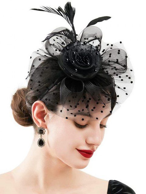 Vintage Flower Artificial Feather Mesh Fascinator Hat Hair Accessory