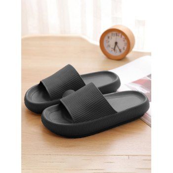 

Solid Color Soft Antiskid Home Bathing Platform Slippers, Black