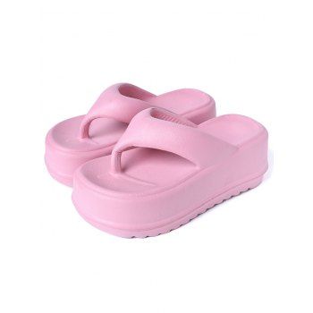 

Wedge Platform Thong Flip Flops Summer Beach Slippers, Light pink