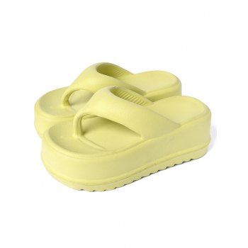 

Wedge Platform Thong Flip Flops Summer Beach Slippers, Light green