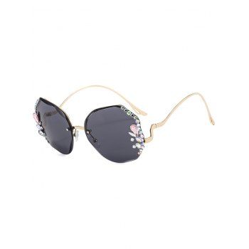 

Streetwear Rimless Rhinestone Irregular Outdoor Sunglasses, Black