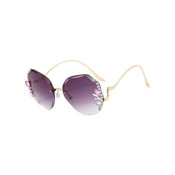 

Streetwear Rimless Rhinestone Irregular Outdoor Sunglasses, Purple